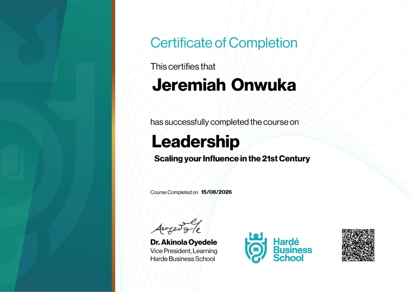 Leadership: Scaling Your Influence in the 21st Century certificate